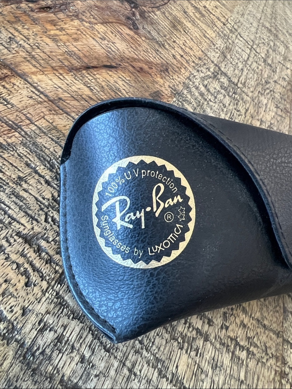 Ray-Ban Black Leather Sunglasses Case with Gold Logo - Picture 2 of 2